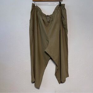 ELLOS Women's Plus Size Beige  Linen Blend Casual Resort Beach Crop Pants 30 3X